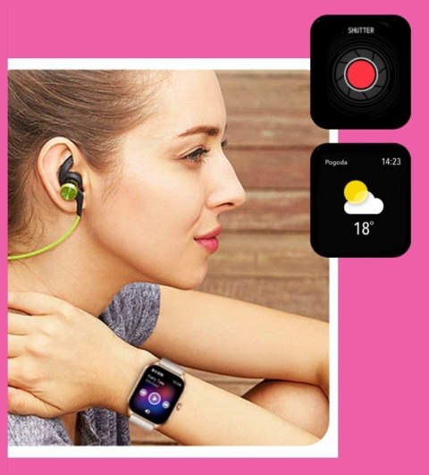 Smartwatch Damski Rubicon RNCF03-5 Różowe złoto + 2 Paski